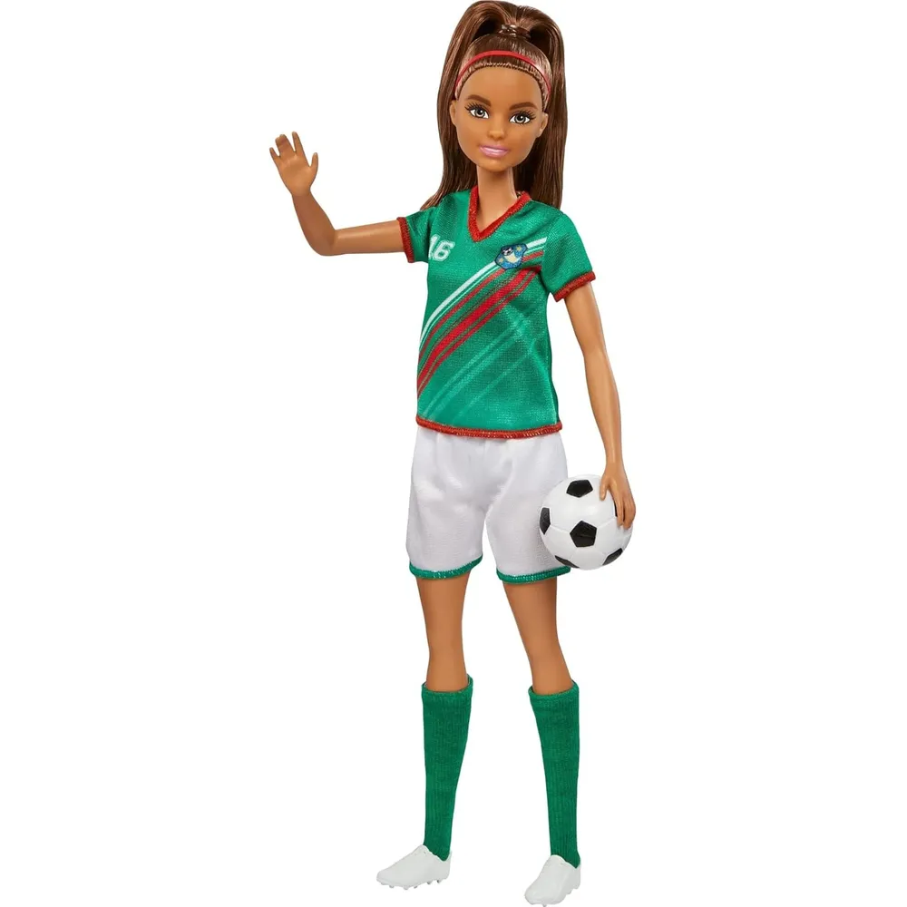 BARBIE MUÑECA FUTBOLISTA UNIFORME CASTAÑA