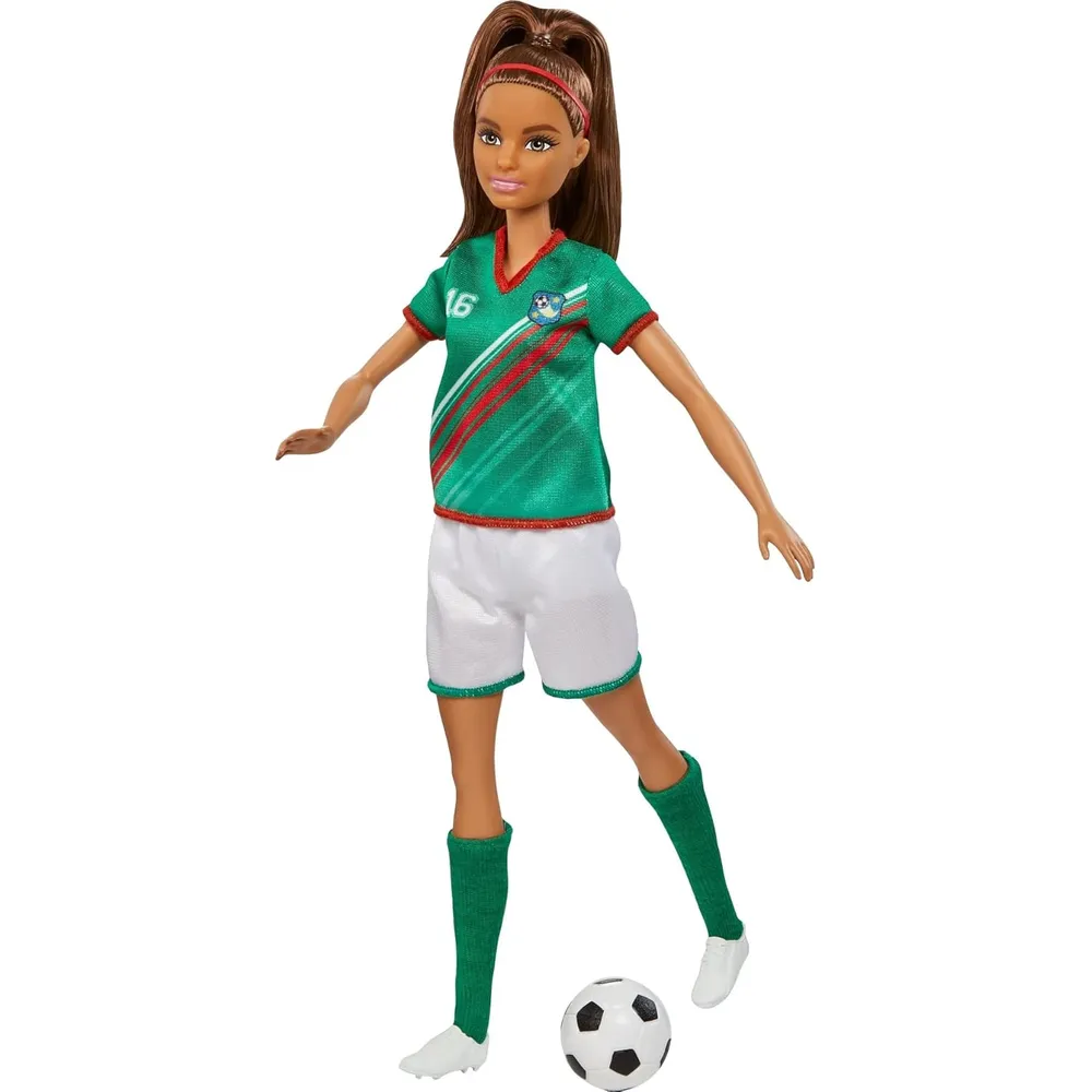 BARBIE MUÑECA FUTBOLISTA UNIFORME CASTAÑA