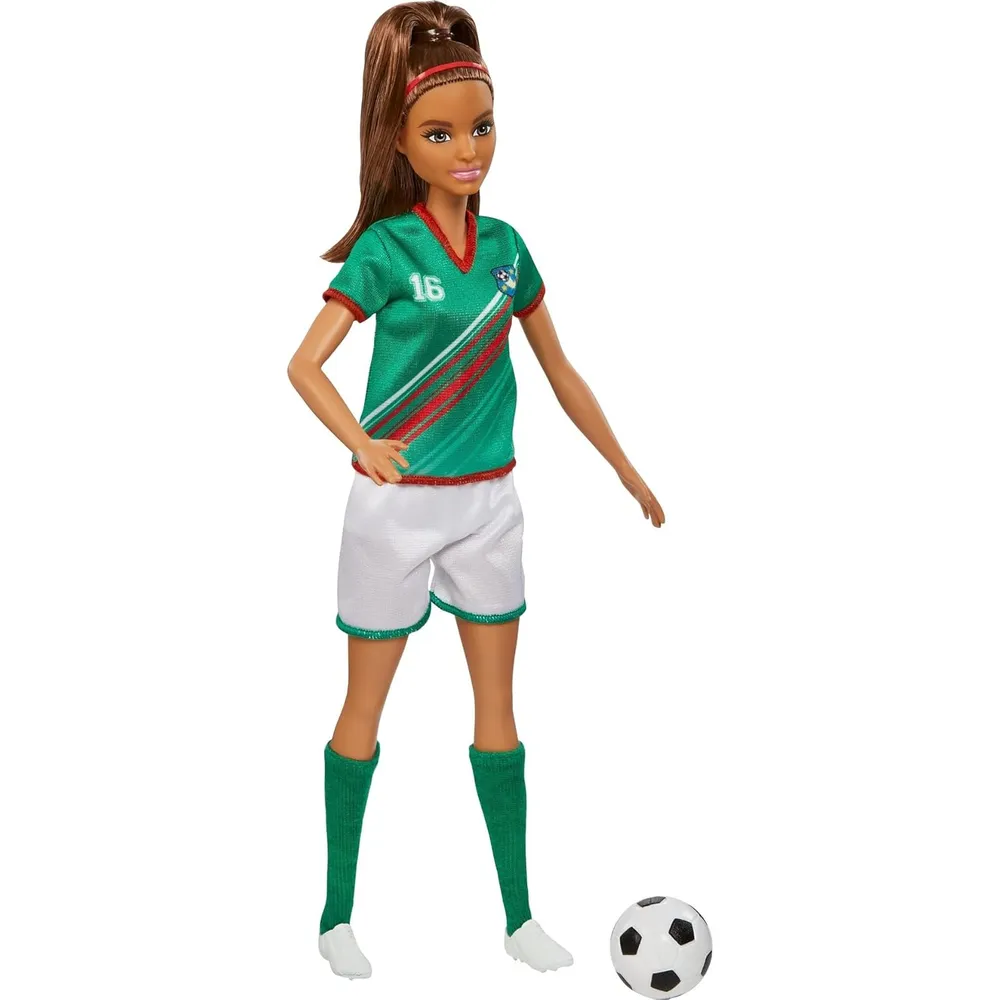 BARBIE MUÑECA FUTBOLISTA UNIFORME CASTAÑA