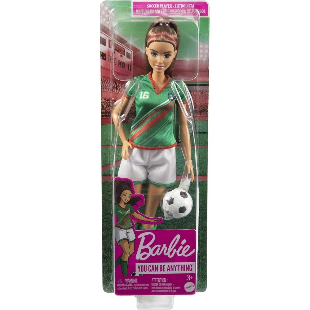 BARBIE MUÑECA FUTBOLISTA UNIFORME CASTAÑA