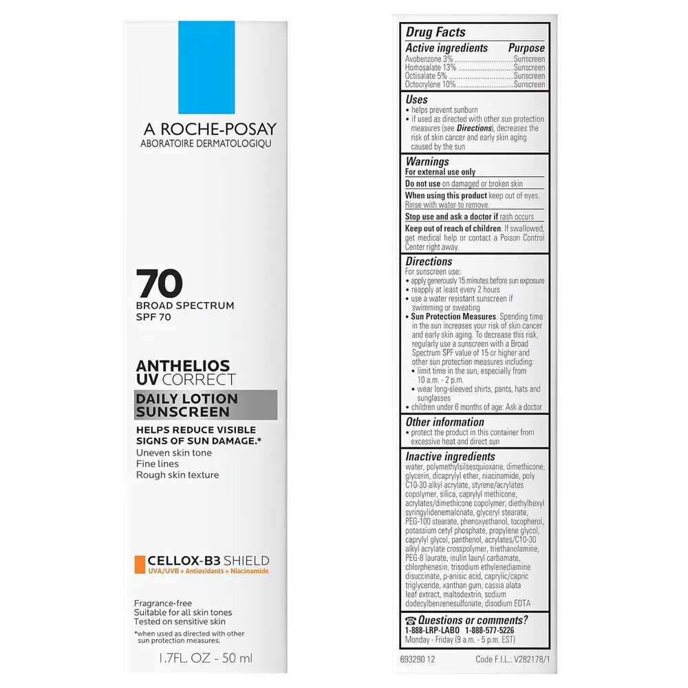 CREMA FACIAL HIDRATANTE SPF 70 UV CORRECT ANTHELIOS LA ROCHE-POSAY 1.7 OZ / 50 ML