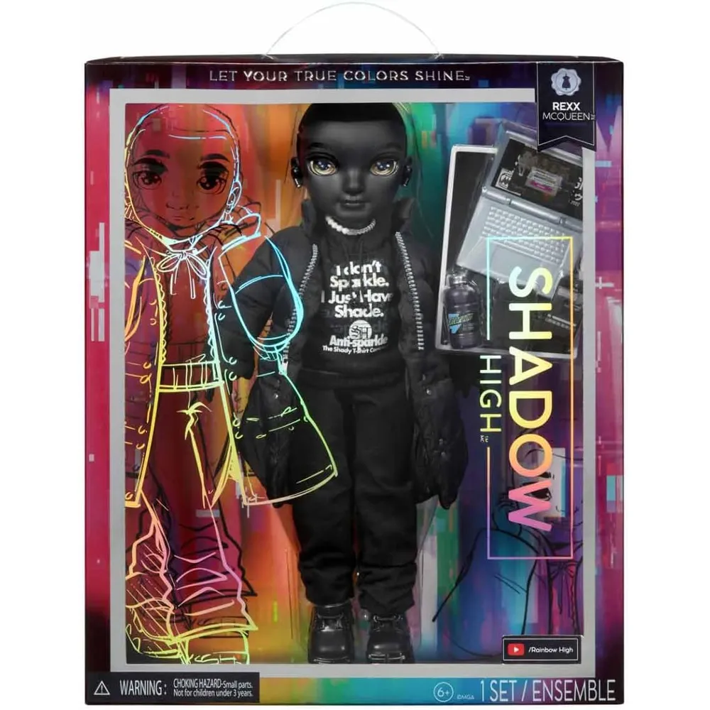 Rainbow High Shadow High Rexx McQueen muñeca con accesorios