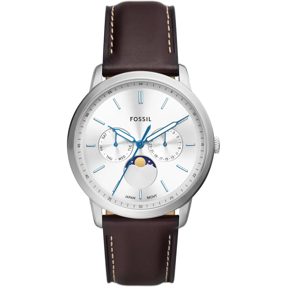 Fossil reloj cronógrafo Neutra de cuarzo para hombre, acero | Blanco/ Marrón