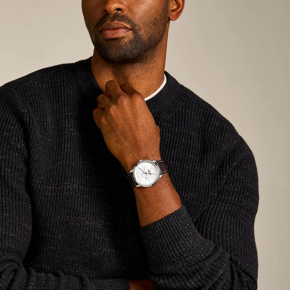 Fossil reloj cronógrafo Neutra de cuarzo para hombre, acero | Blanco/ Marrón
