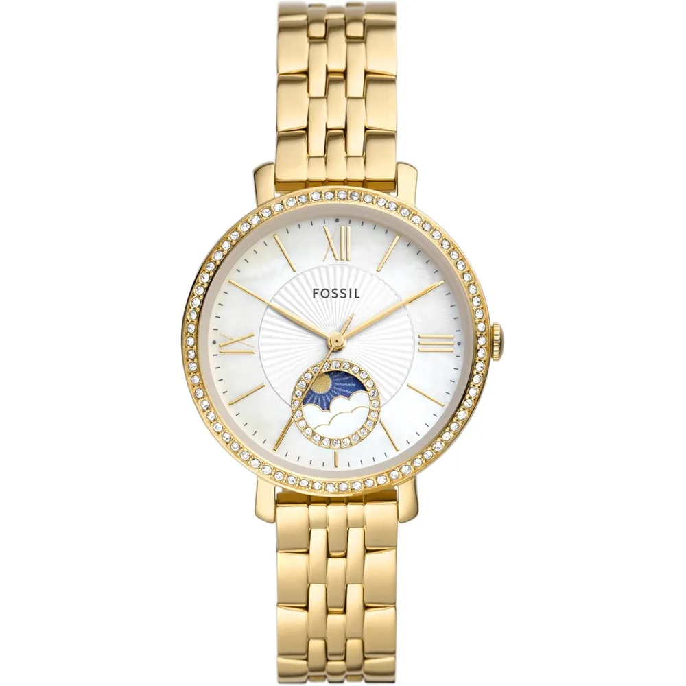 Fossil reloj de cuarzo Jacqueline para mujer, acero y tres agujas | Dorado
