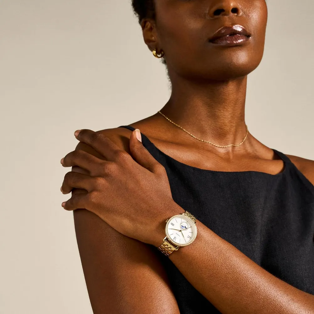 Fossil reloj de cuarzo Jacqueline para mujer, acero y tres agujas | Dorado