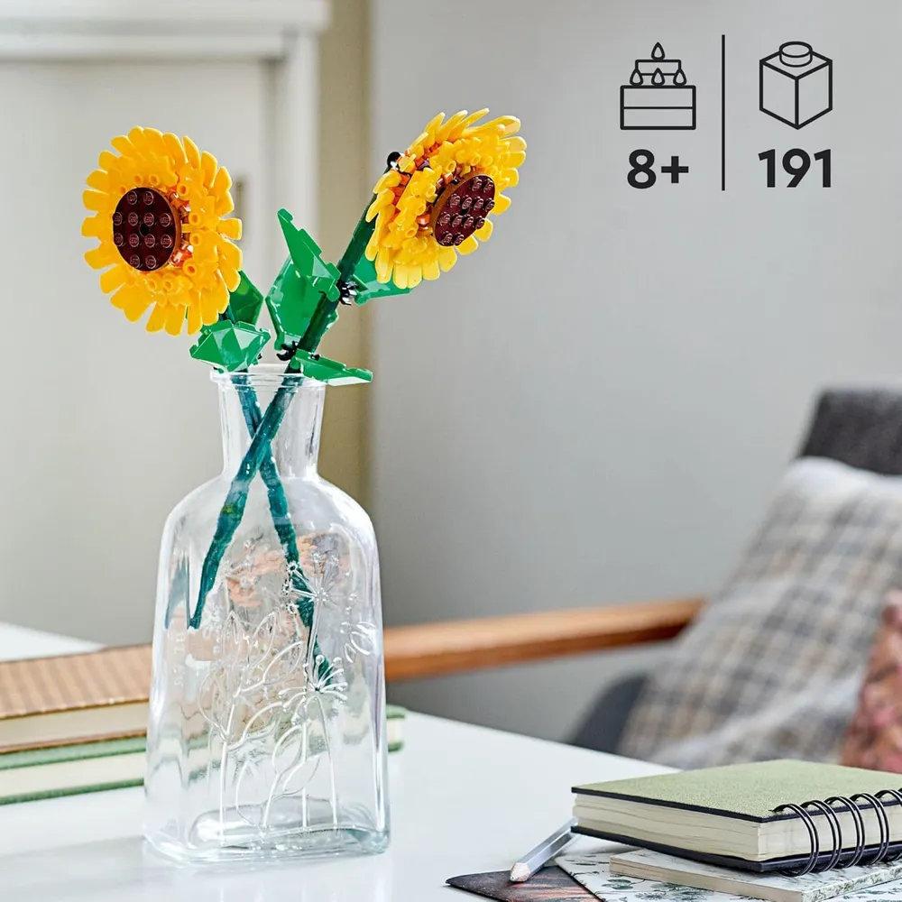 Lego girasoles juguete de construcción con flores artificiales para decoración