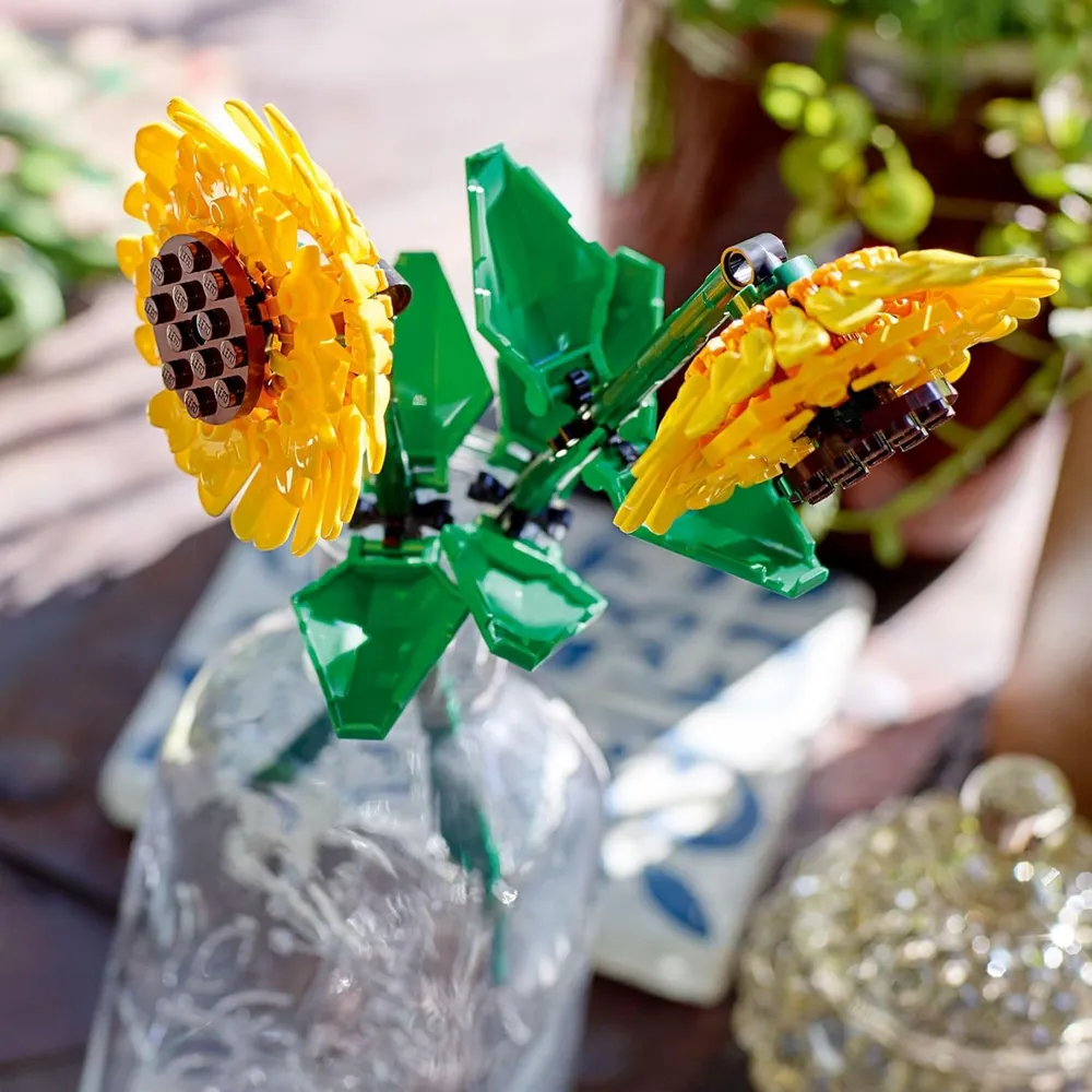 Lego girasoles juguete de construcción con flores artificiales para decoración