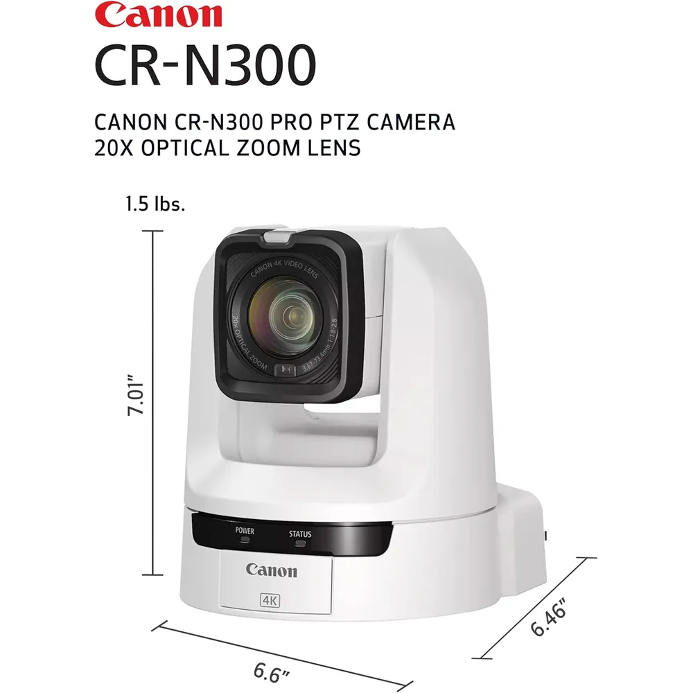 Canon cámara Pro PTZ CR-N300 4K zoom 20x | Blanco