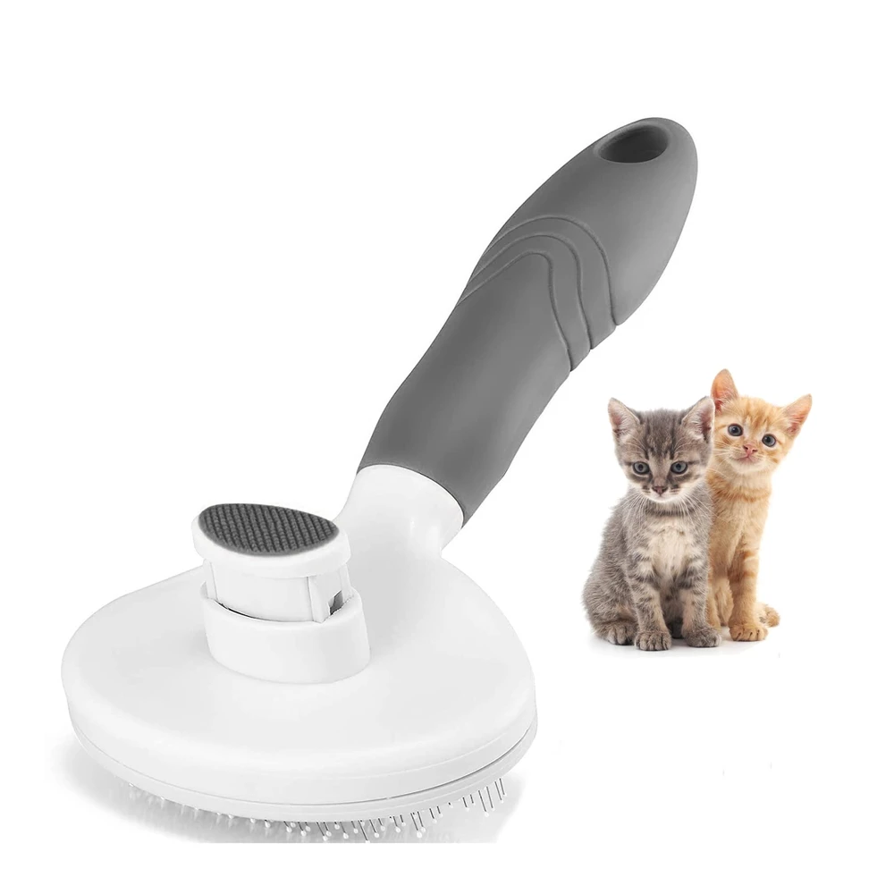 Cepillos Autolimpiantes para Perros y Gatos Elimina Suavemente La Capa Suelta Alfombrillas Cepillo de Pelo Enredado para Masaje | Gris