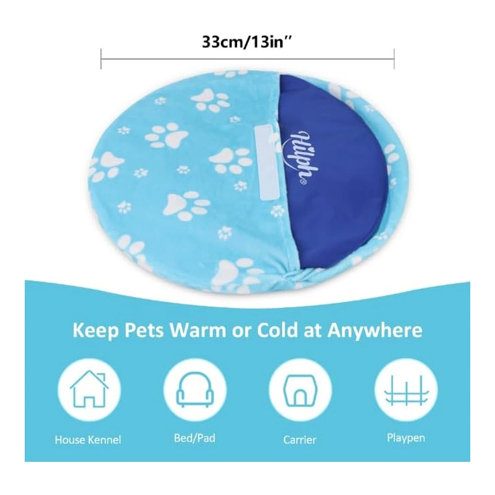 Hilph Paquete Reutilizable de Gel Frío y Caliente - Seguro para Gatos - Perros - Almohadilla de Gel Refrescante con Paquete de Nailon Extraíble - Enfriamiento Suave y Bolsa de Hielo para Microondas para Todas Las Mascotas - Refrescante - Relajante