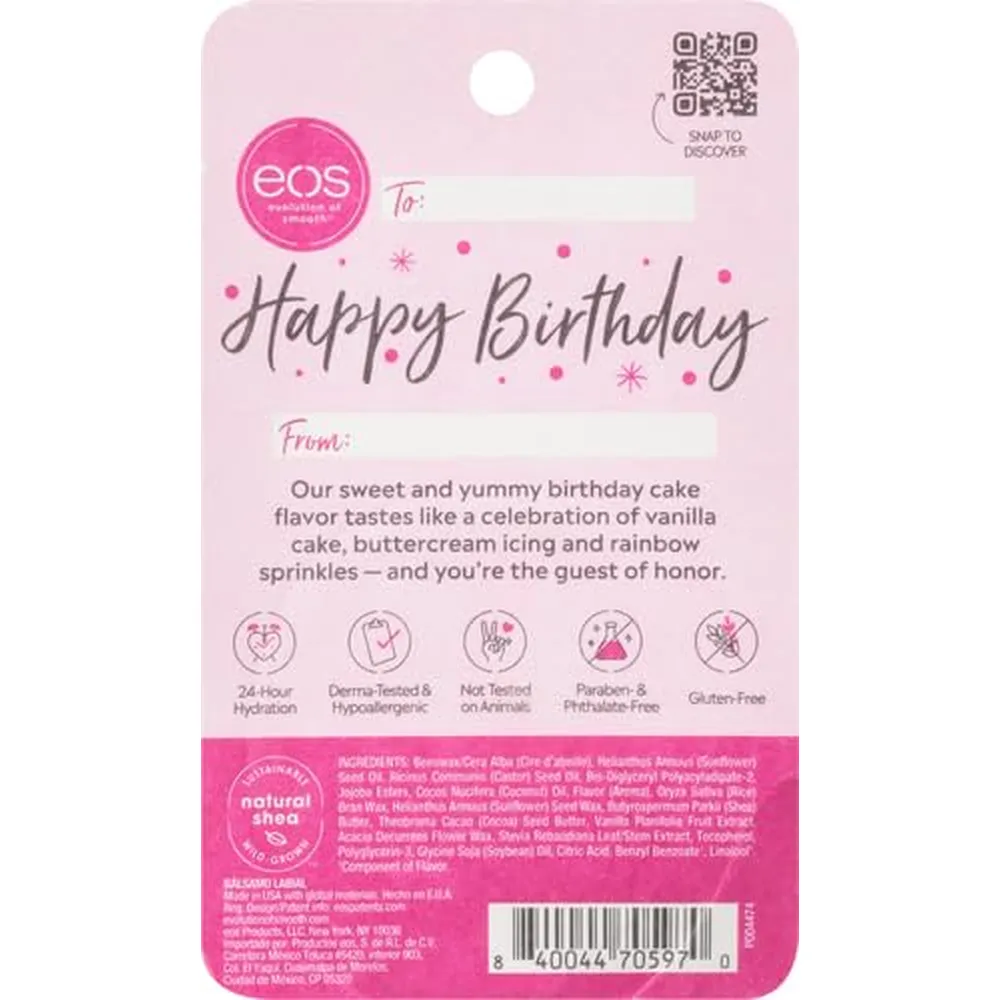 EOS bálsamo labial Birthday Cake | 0.25 oz / 7.4 ml