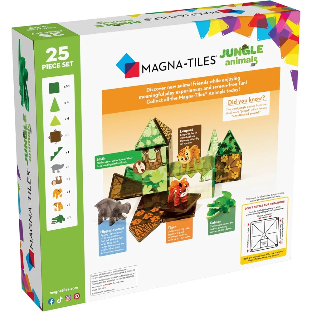 MAGNA-TILES - Animales de la jungla 25-piezas set de construcción magnético