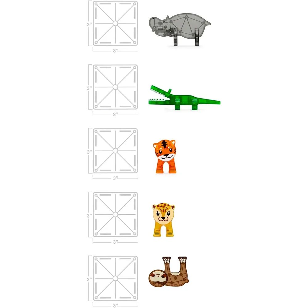MAGNA-TILES - Animales de la jungla 25-piezas set de construcción magnético