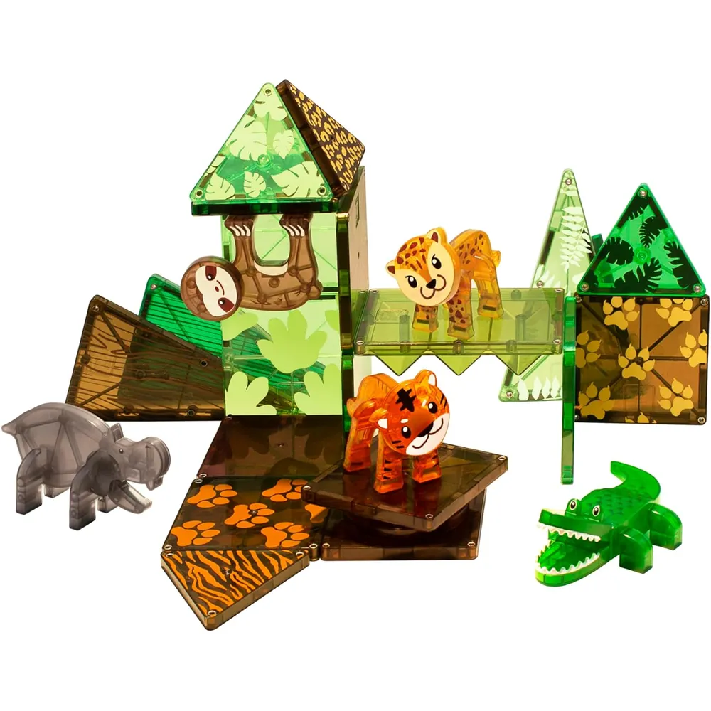 MAGNA-TILES - Animales de la jungla 25-piezas set de construcción magnético