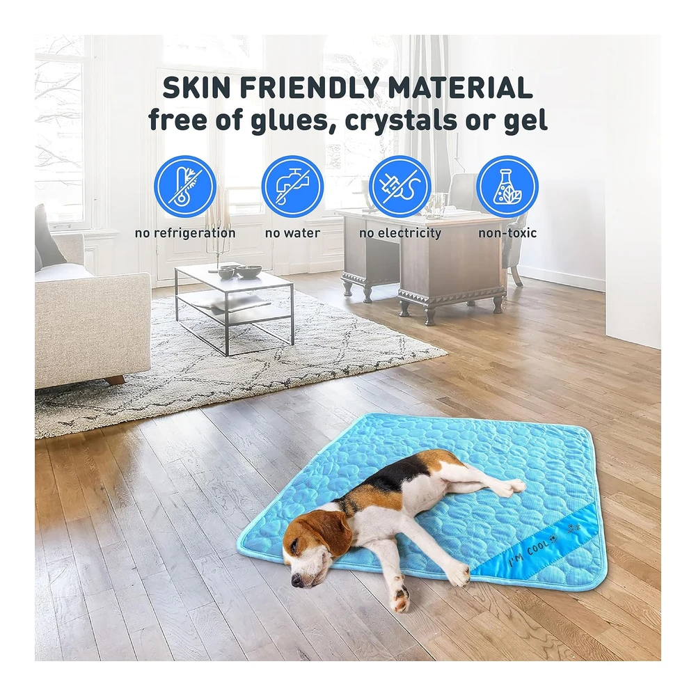 Inspector Tail Alfombrilla de Refrigeración Automática para Perro + Bolsa de Cuerda Gratis / Almohadilla Suave Lavable y Portátil para Mascotas para Interiores O Exteriores / Perfecta Como Manta para Perrera - Sofá - Cama - Piso de Auto