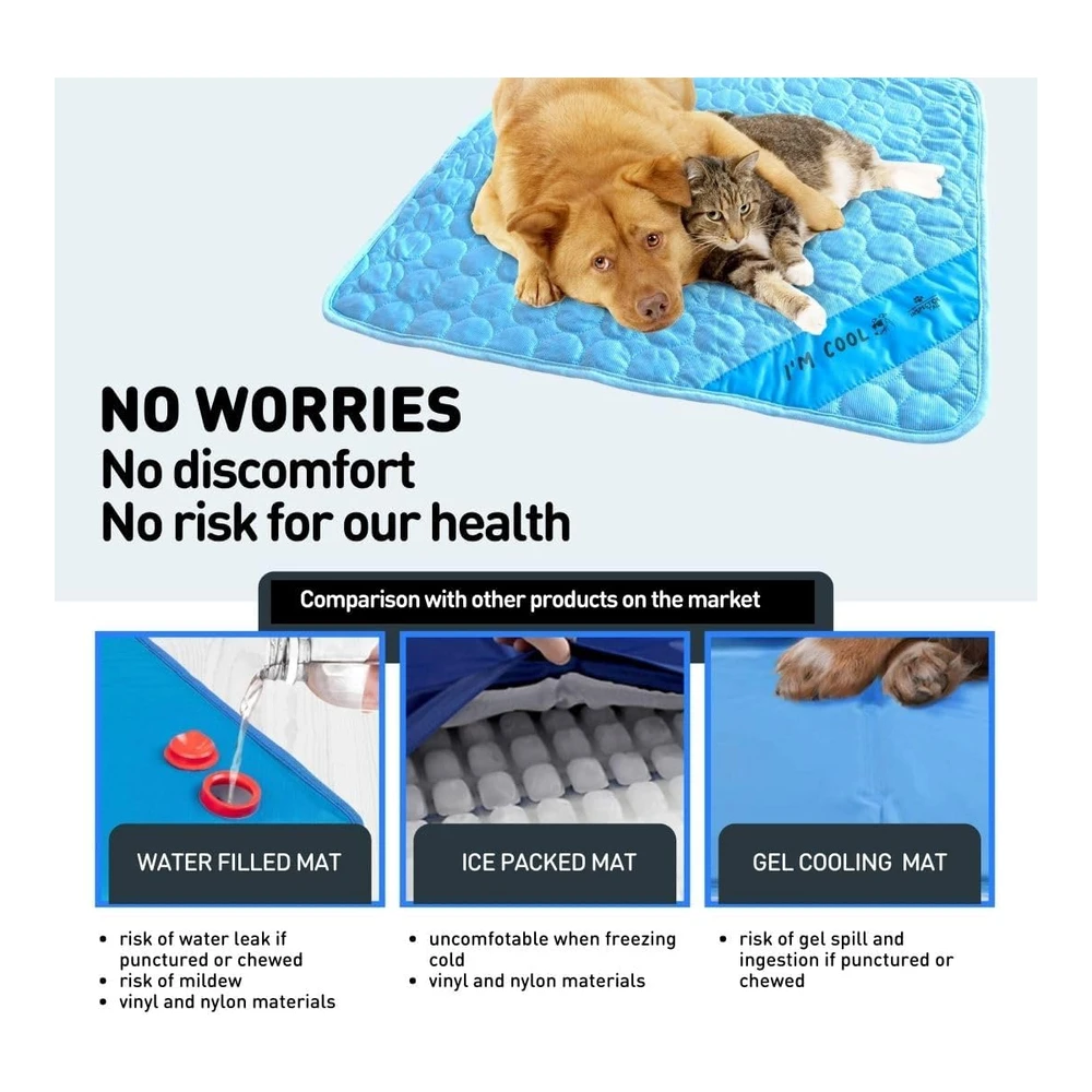 Inspector Tail Alfombrilla de Refrigeración Automática para Perro + Bolsa de Cuerda Gratis / Almohadilla Suave Lavable y Portátil para Mascotas para Interiores O Exteriores / Perfecta Como Manta para Perrera - Sofá - Cama - Piso de Auto