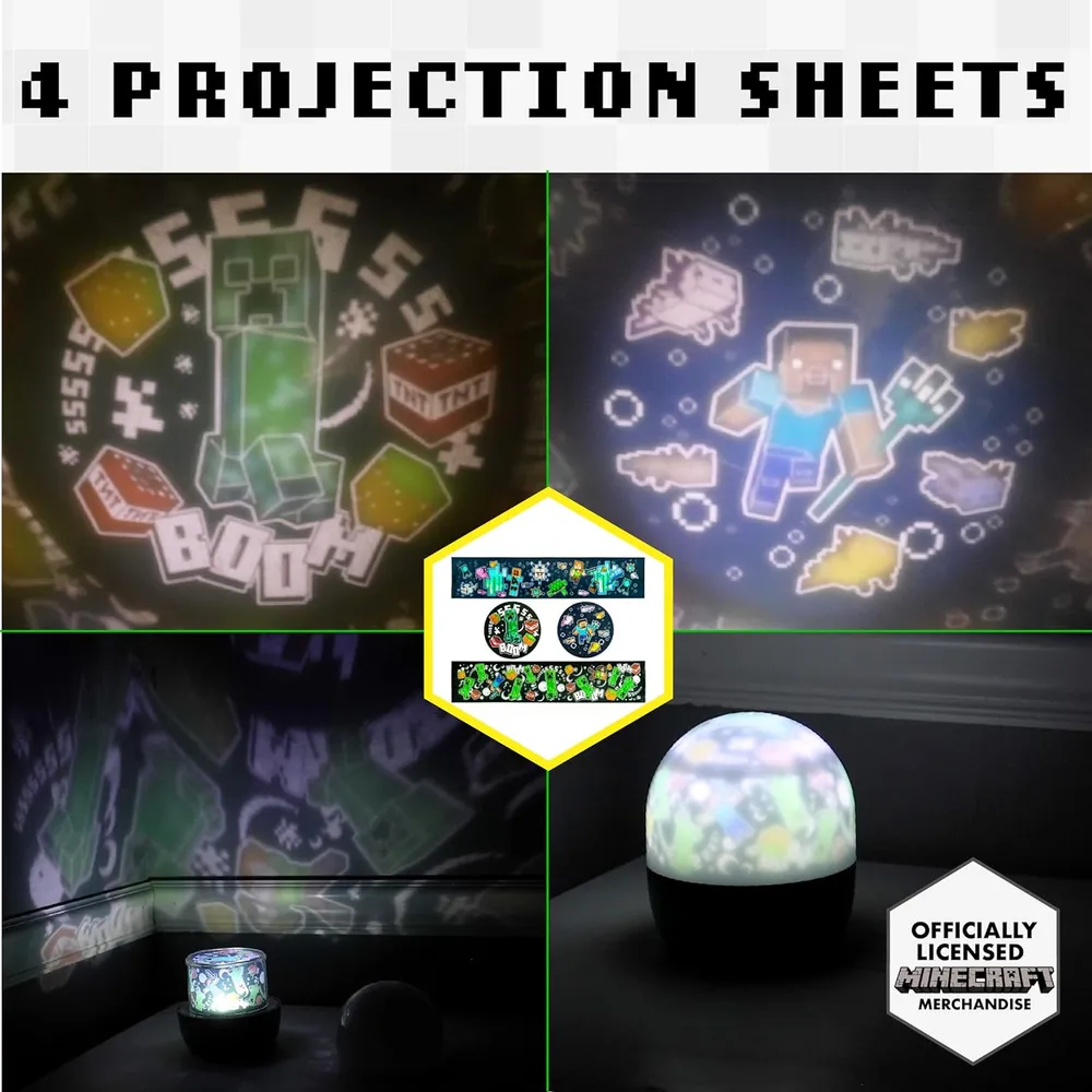 Paladone Minecraft Creeper y Steve, proyector luz nocturna oficial