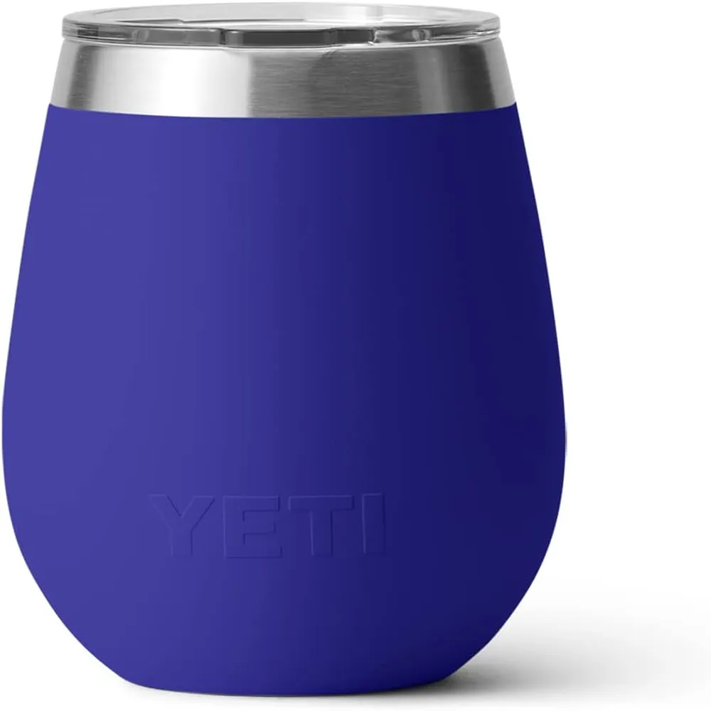 YETI Rambler Vaso de vino de 10 oz de acero inoxidable con tapa MagSlider color azul oscuro