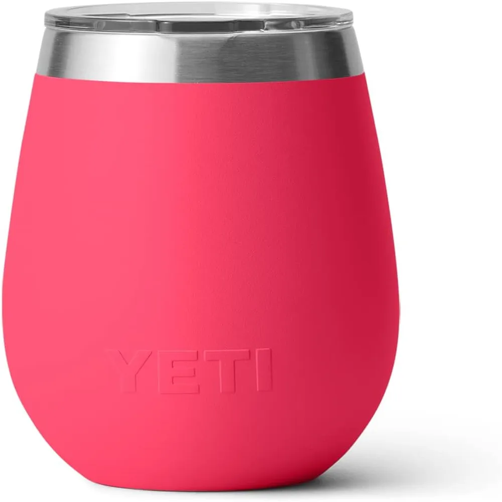 YETI Rambler Vaso de vino de 10 oz de acero inoxidable con tapa MagSlider color rosa fuerte