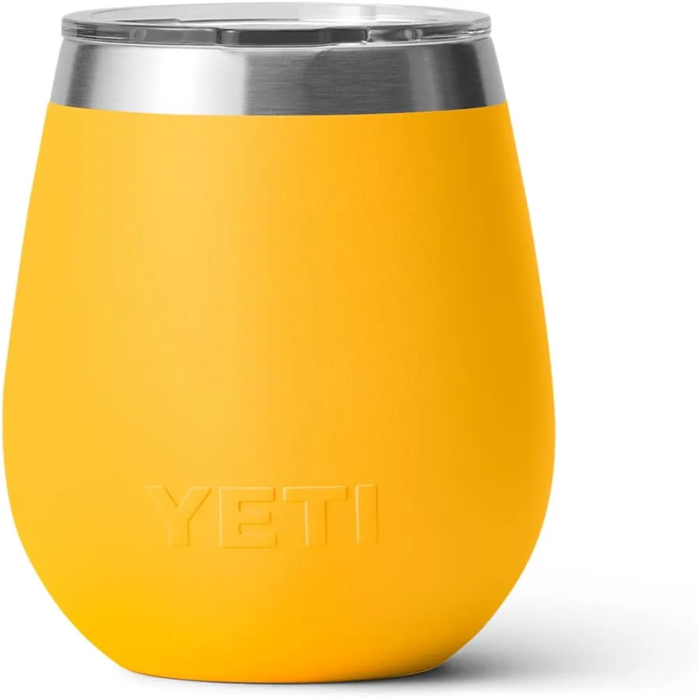 YETI Rambler Vaso de vino de 10 oz de acero inoxidable con tapa MagSlider color amarillo