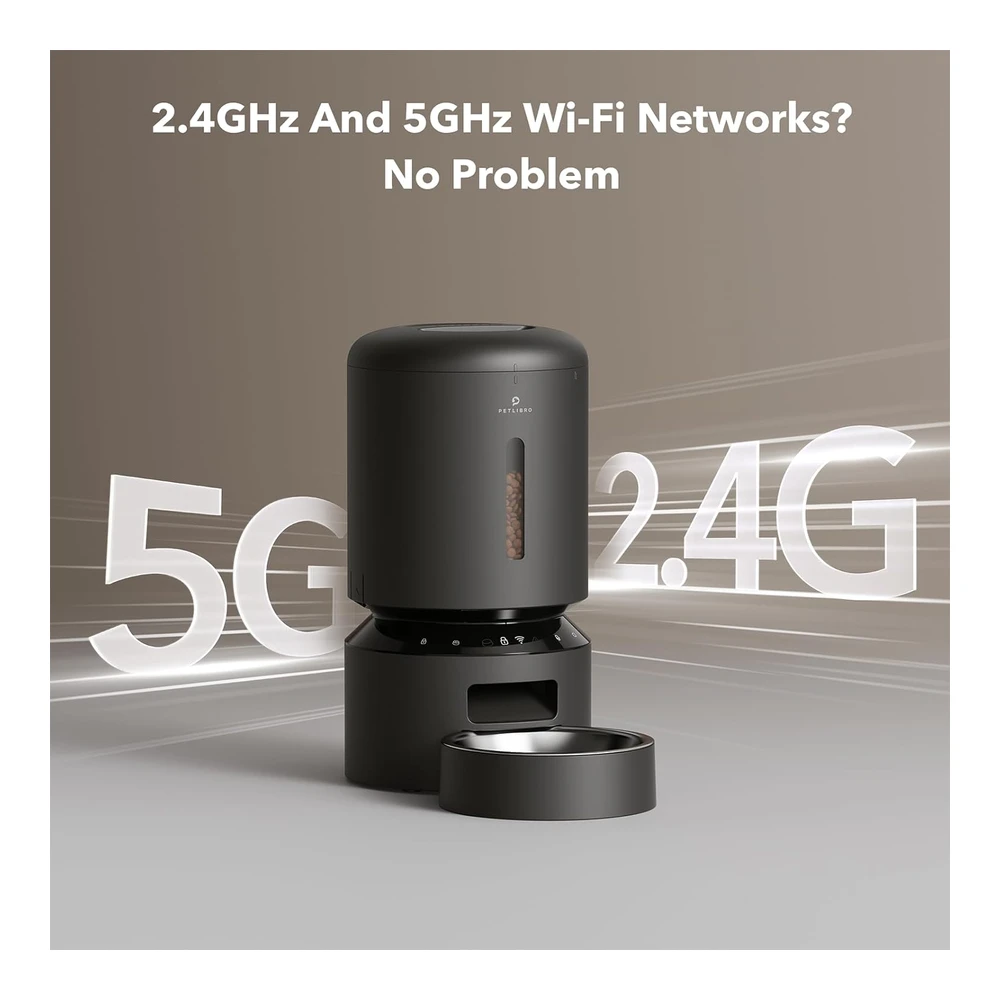 Petlibro Dispensador Automático de Alimentos WIFI 5g con Control de Aplicación de 5 L con Sensor 10s Llamada de Comida Negro | Negro