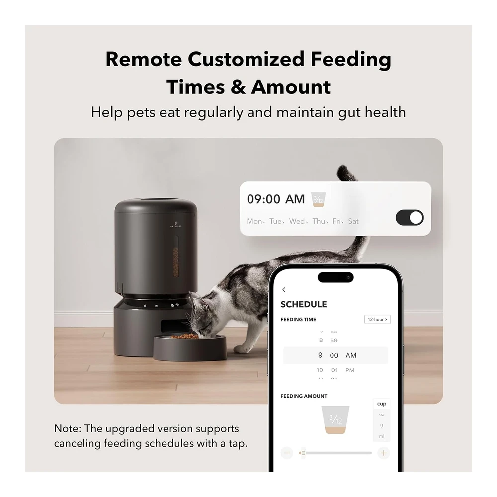 Petlibro Dispensador Automático de Alimentos WIFI 5g con Control de Aplicación de 5 L con Sensor 10s Llamada de Comida Negro | Negro
