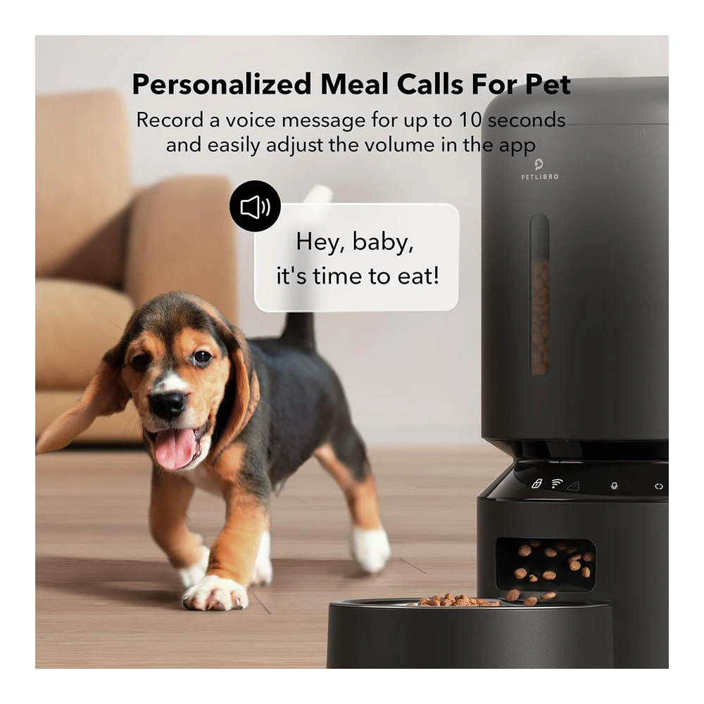 Petlibro Dispensador Automático de Alimentos WIFI 5g con Control de Aplicación de 5 L con Sensor 10s Llamada de Comida Negro | Negro