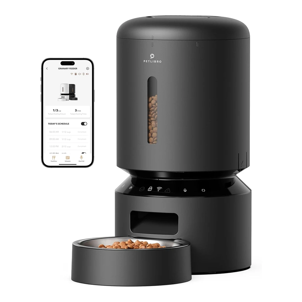 Petlibro Dispensador Automático de Alimentos WIFI 5g con Control de Aplicación de 5 L con Sensor 10s Llamada de Comida Negro | Negro