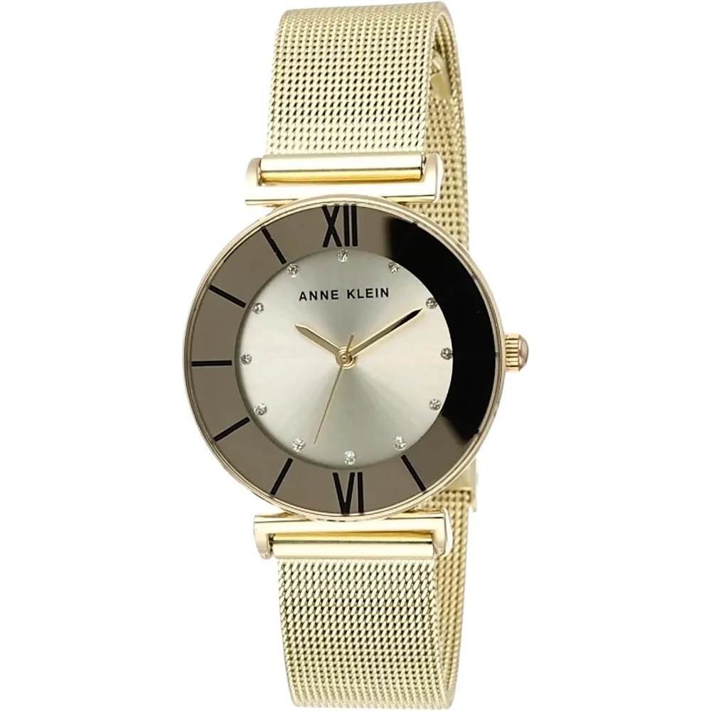 Anne Klein AK/3781SVTT reloj femenino brillante con correa tipo malla | 32 mm - Oro