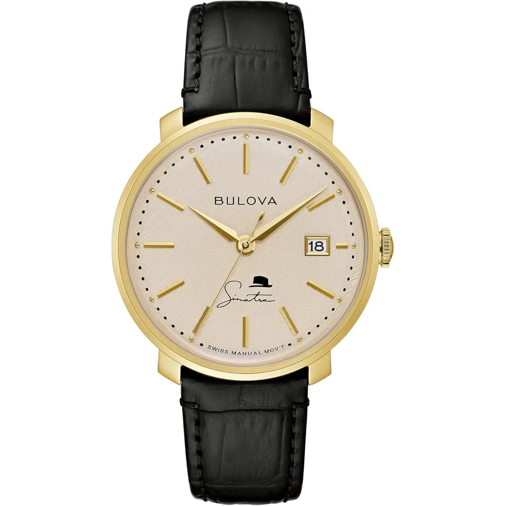 Bulova reloj Frank Sinatra hombre automático 3 agujas fecha, zafiro | Negro