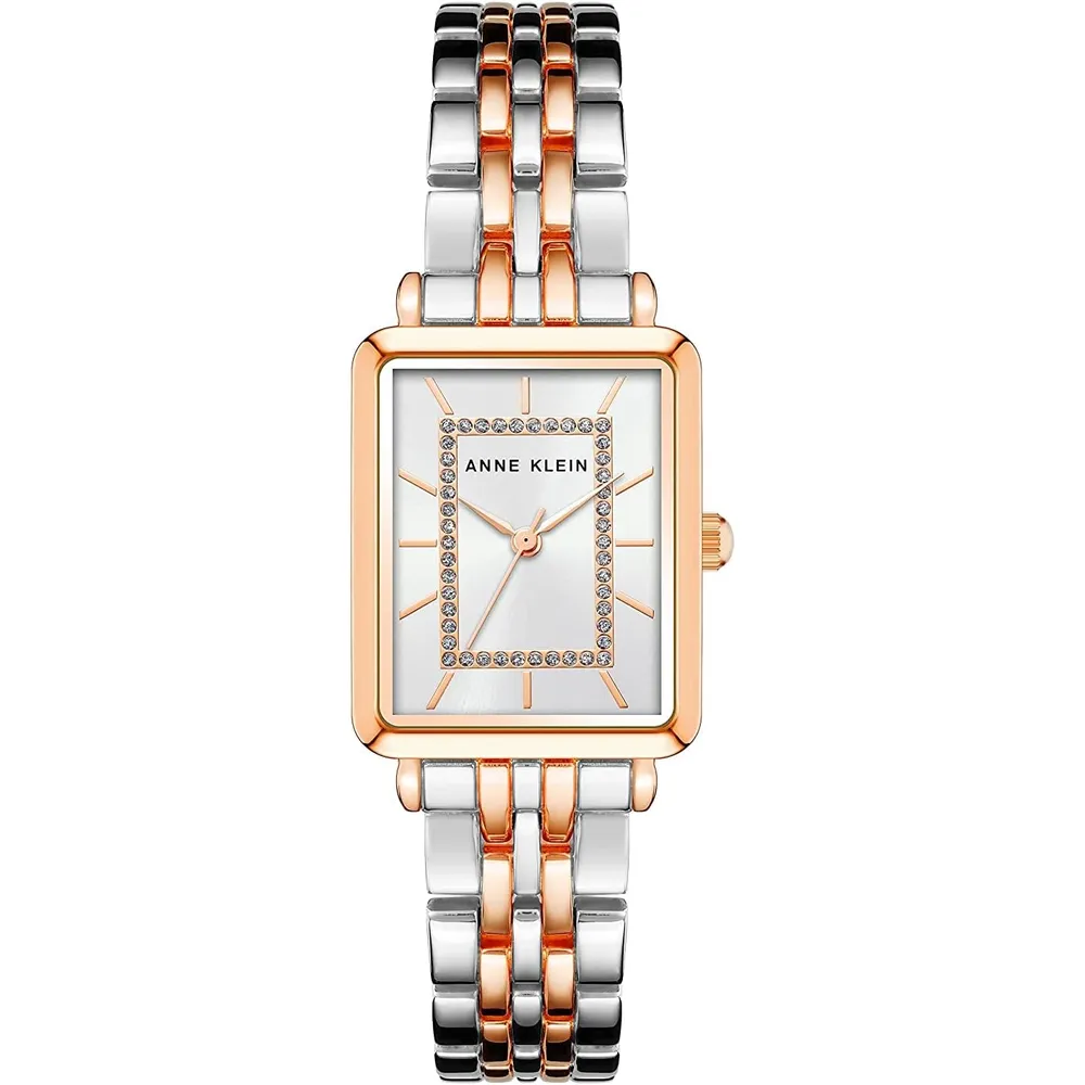 Anne Klein AK/3761SVTT reloj elegante con brillo para mujer | 36.5 mm - Plateado/Oro rosa