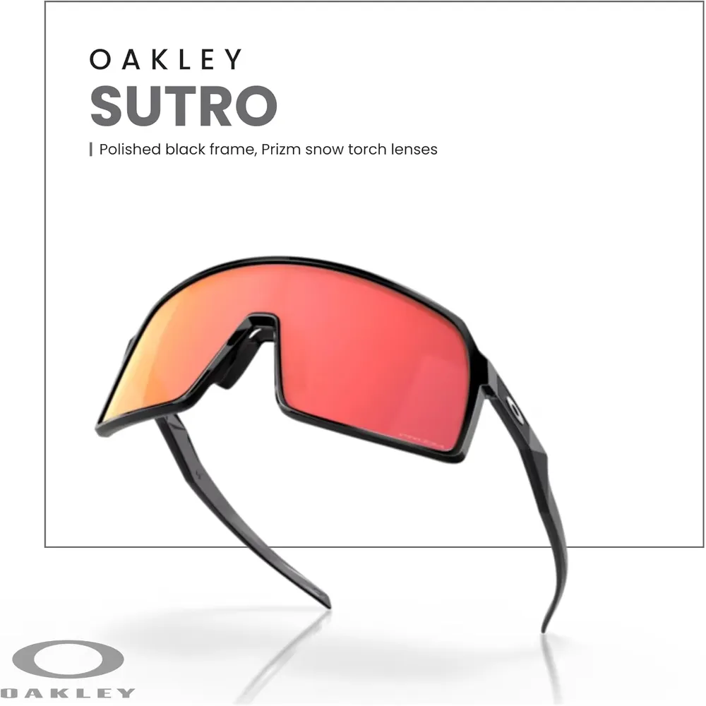 Oakley Sutro OO9406 Shield Gafas de sol para hombre | Polished Black / Prizm Snow Torch Iridium