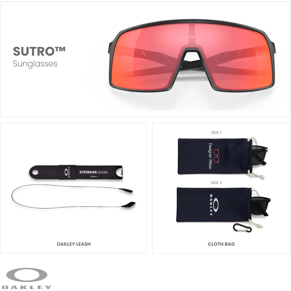 Oakley Sutro OO9406 Shield Gafas de sol para hombre | Matte Black / Prizm Trail Torch