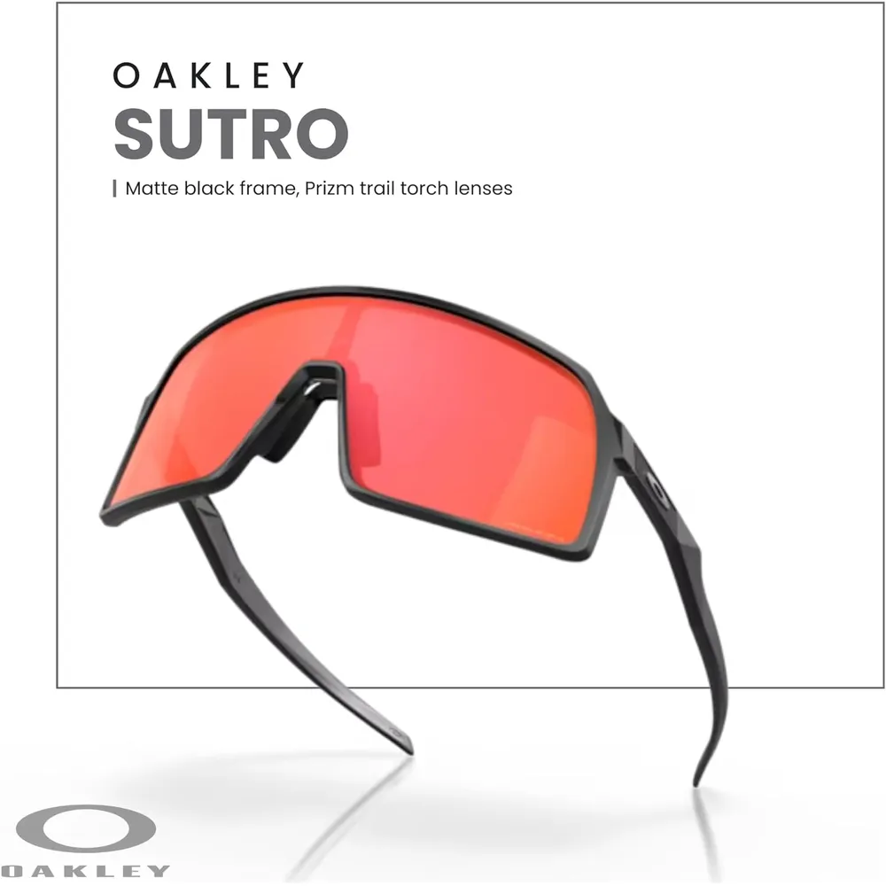 Oakley Sutro OO9406 Shield Gafas de sol para hombre | Matte Black / Prizm Trail Torch