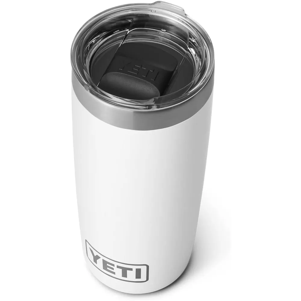 YETI Rambler Vaso de 10 oz de acero inoxidable y tapa MagSlider color blanco