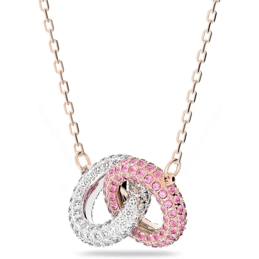 SWAROVSKI COLLAR PENDIENTE CIRCULO STONE ACABADO ORO ROSA PARA MUJER | ROSA