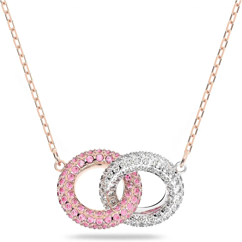 SWAROVSKI COLLAR PENDIENTE CIRCULO STONE ACABADO ORO ROSA PARA MUJER | ROSA