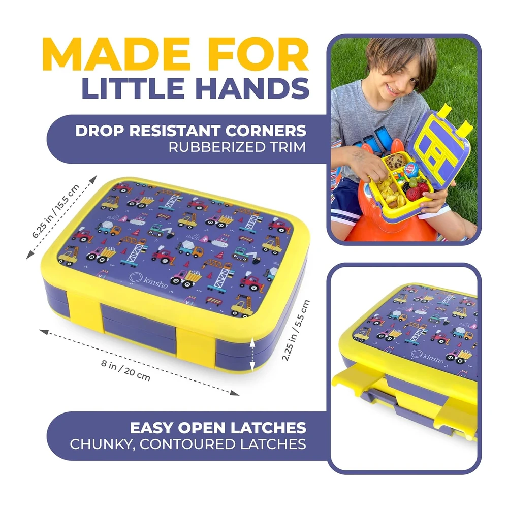 Lonchera Bento para niños Pequeños - 5 Secciones de Porciones - Tapa Segura