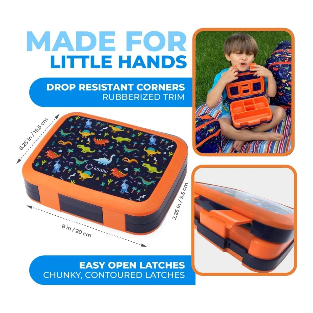 Lonchera Bento para niños y Niñas - 5 Secciones de Porciones Paquete de 2 Unidades