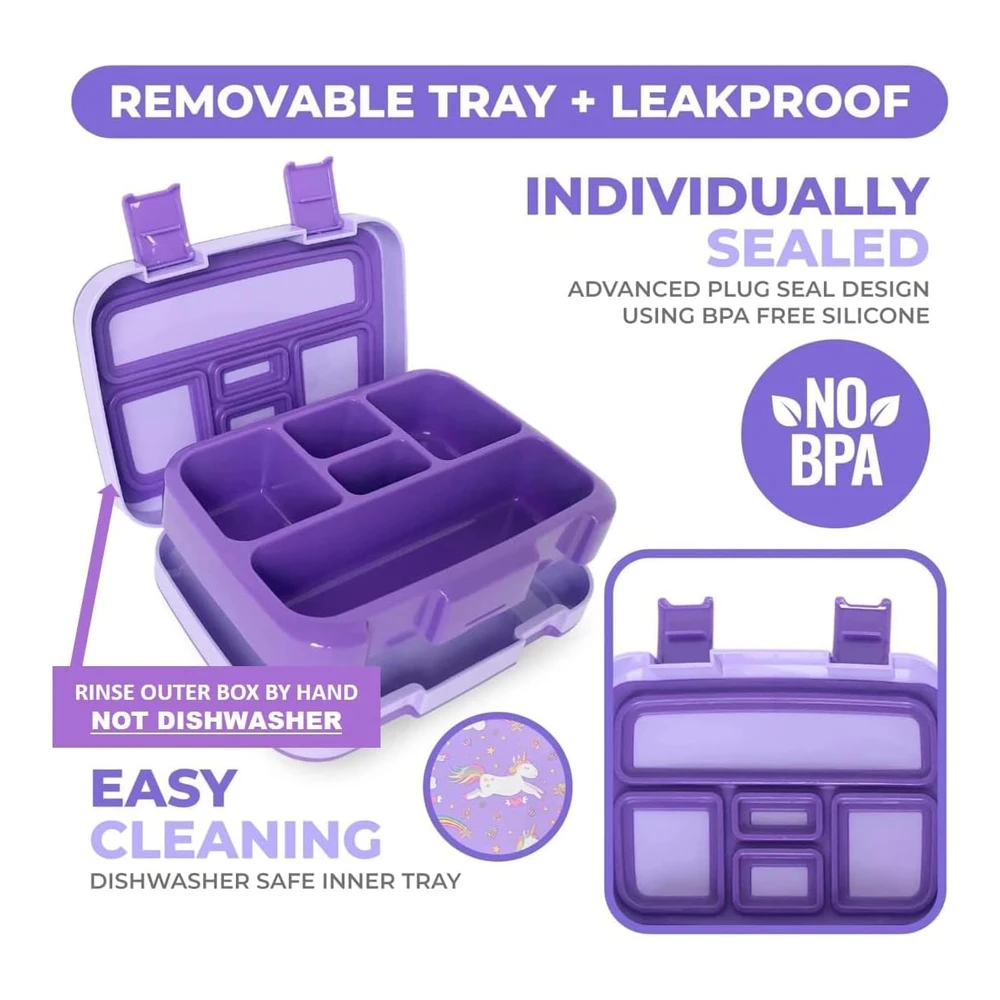 Lonchera Bento para niños y Niñas - 5 Secciones de Porciones