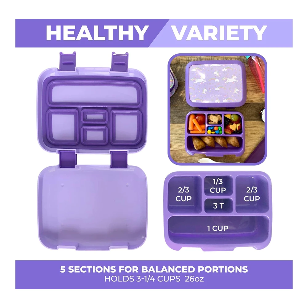 Lonchera Bento para niños y Niñas - 5 Secciones de Porciones