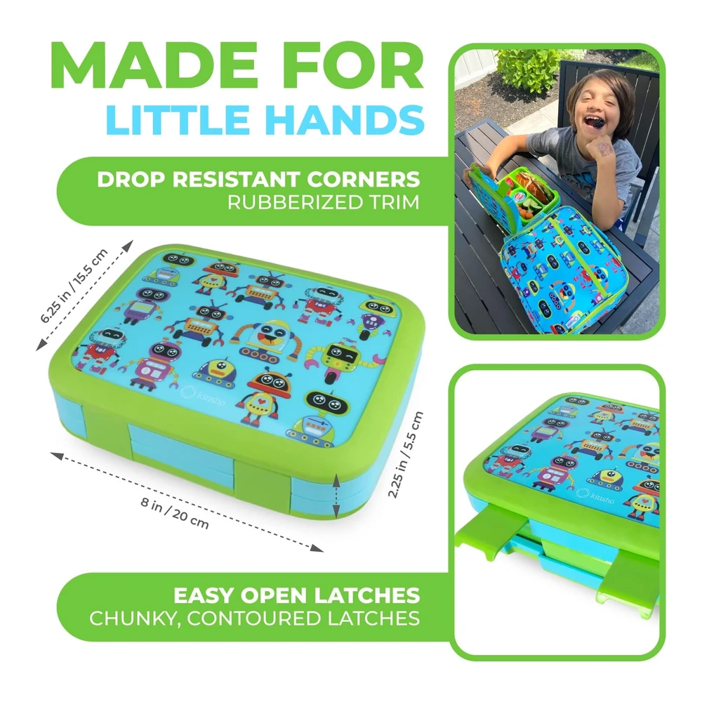 Lonchera Bento para niños Pequeños - 4 Secciones - Tapa Segura