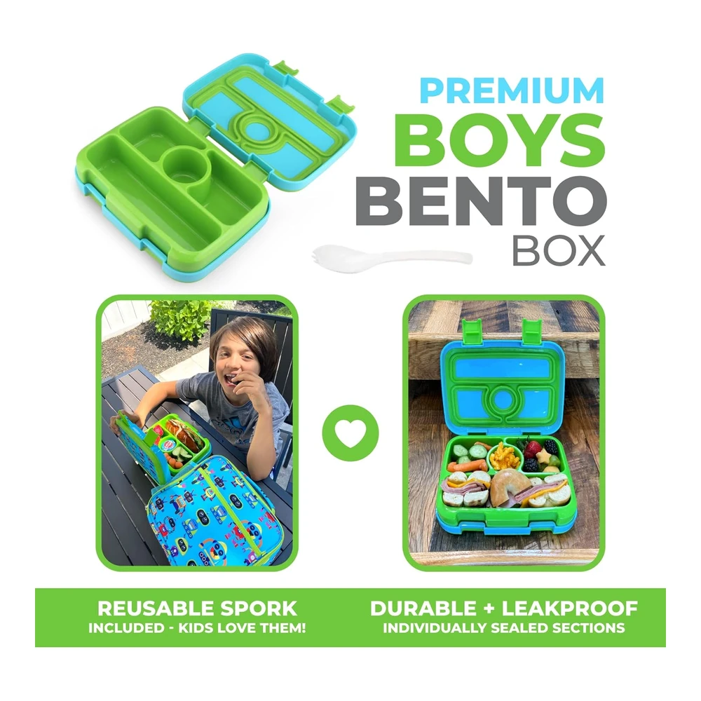 Lonchera Bento para niños Pequeños - 4 Secciones - Tapa Segura