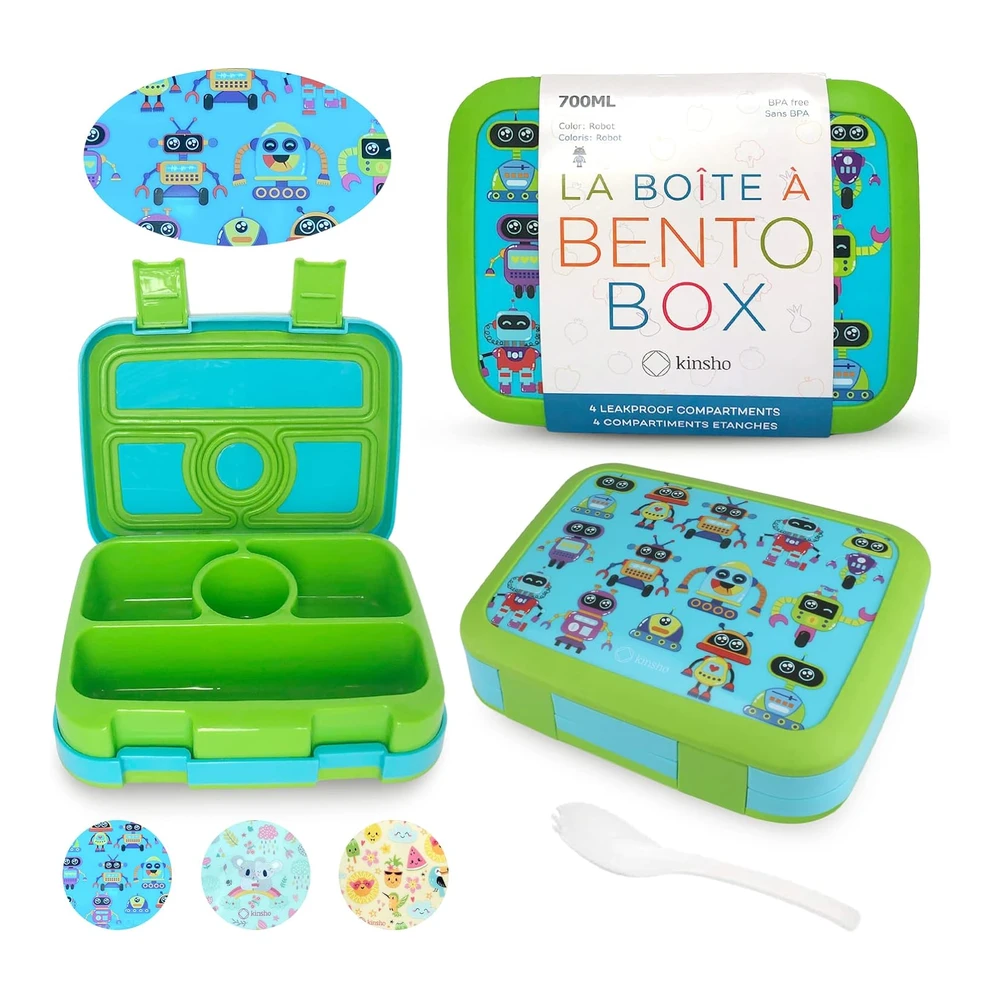 Lonchera Bento para niños Pequeños - 4 Secciones - Tapa Segura