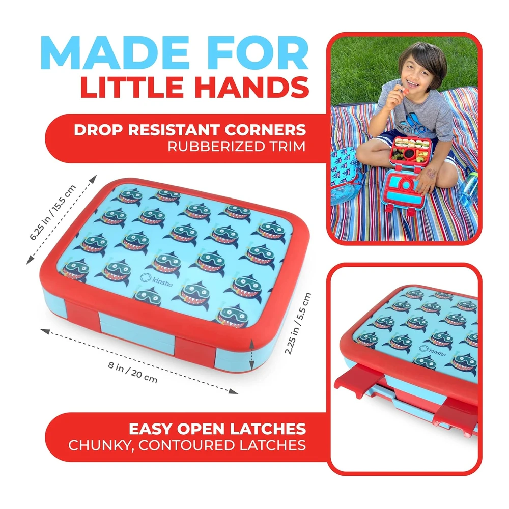 Lonchera Bento para niños Pequeños - Tapa Segura de 4 Porciones