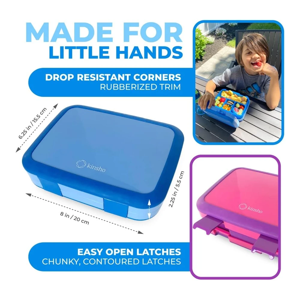 Lonchera Bento para niños y Niñas - 5 Secciones de Porciones Paquete de 2