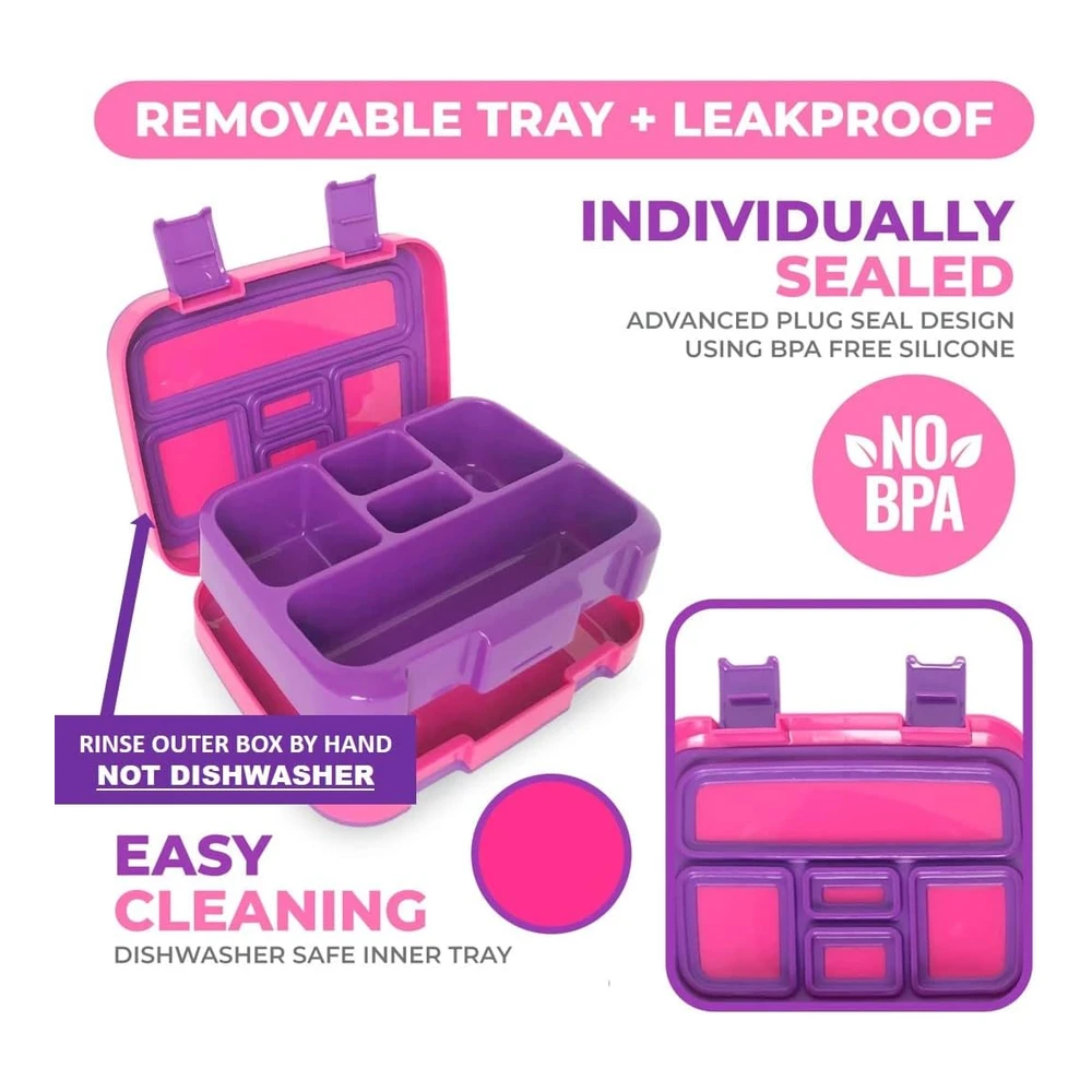 Lonchera Bento para niños y Niñas - 5 Secciones de Porciones