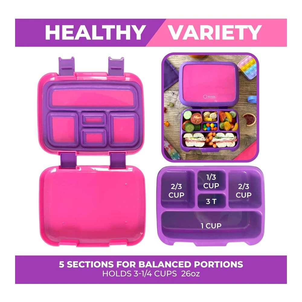 Lonchera Bento para niños y Niñas - 5 Secciones de Porciones