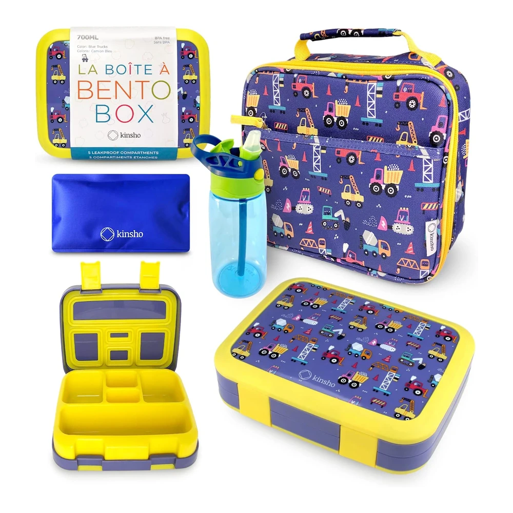 Bento Box - Bolsa de Almuerzo Aislada - Bolsa de Hielo y Botella de Agua para niños